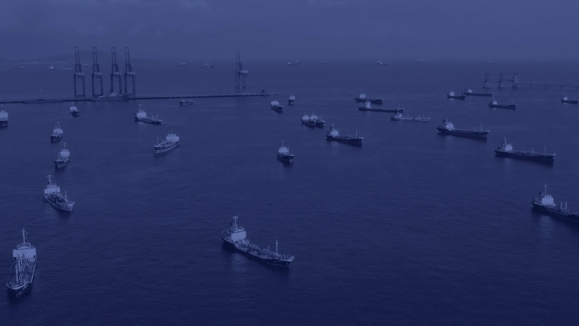 Tankers at anchor off the Singapore coast